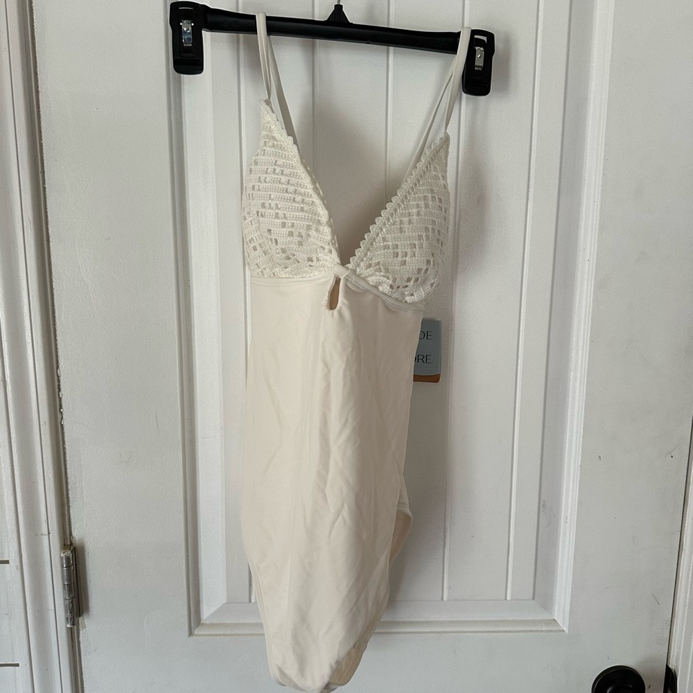 Shade & Shore Cream Lace Swim Chemise